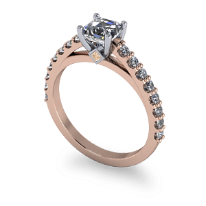 14kt rose gold ascher cut diamond ring