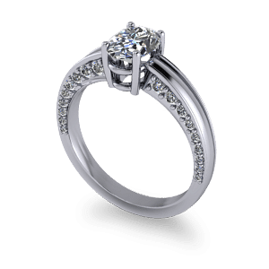 Diamond encrused oval engagement ring