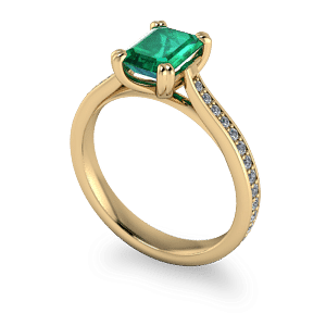 Emerald and diamond vintage style ring