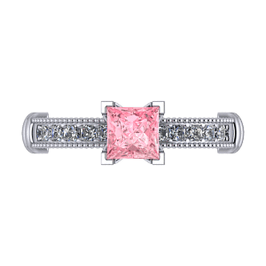 princess cut ring with collar detail