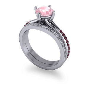 Millgrain and diamond shaped wedding band