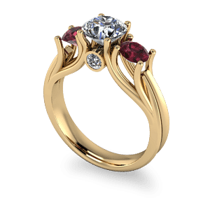 Organic gold 3 stone ring