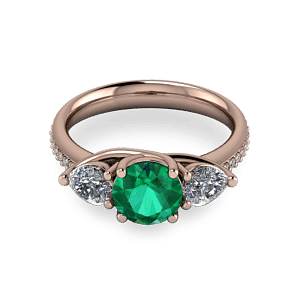 Rose gold emerald and pear stone ring