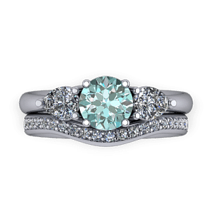 Blue diamond pear stone ring set
