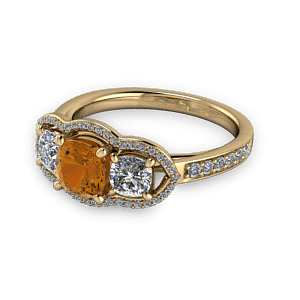 干邑钻石独特的光环订婚戒指