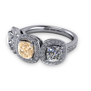 Vintage champagne diamond halo ring