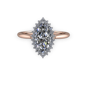 Marquise diamond vintage halo rose gold engagement ring