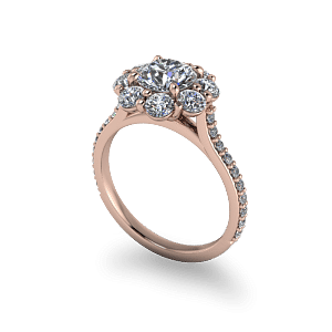 玫瑰金传统复古光环订婚戒指