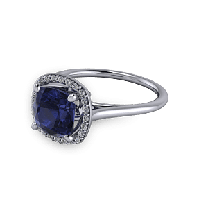 White gold and Sapphire diamond halo commitment ring