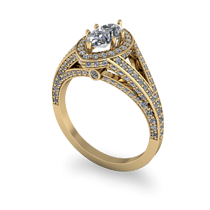 Marquis diamond cathedral style commitment ring