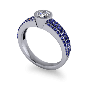 Sapphire pave band with round diamond