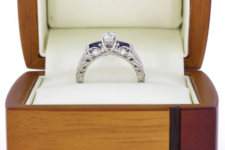 Diamond+&+Sapphire+Vine+engagement+ring