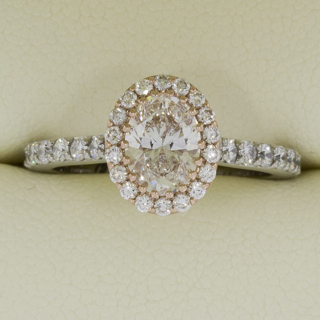 Romantic Rose and White Halo Diamond Ring - Portfolio - Durham Rose