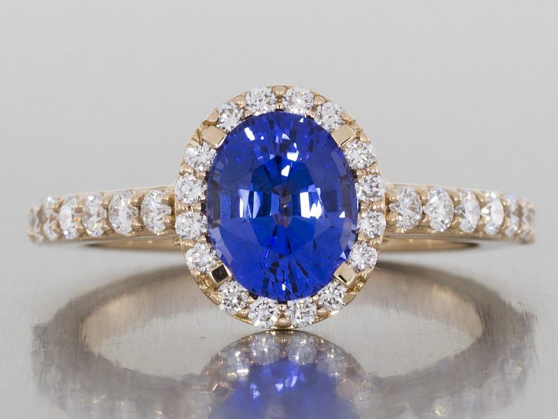 Stunning Sapphire Halo Ring Set in Rose Gold - Portfolio - Durham Rose