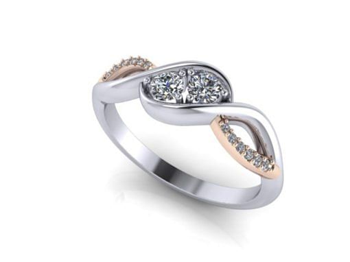 Two-Stone Diamond Asymmetric Engagement Ring - Portfolio - Durham Rose