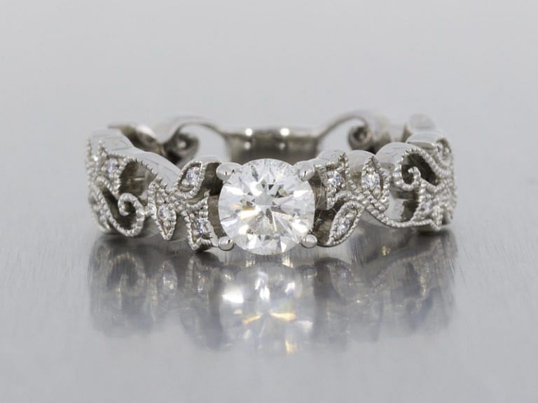 Art Deco Inspired Floral Engagement Ring - Portfolio - Durham Rose