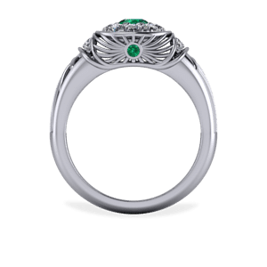 Platinum, Emerald, Diamond, Cocktail Ring, Filigree