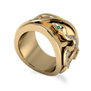 snake ring, mens ring, organic, yellow gold