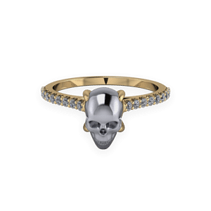 , Skull, Solitaire, Hematite, cathedral