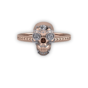 mixed metal, sugar skull, detail, milgrain, diamond
