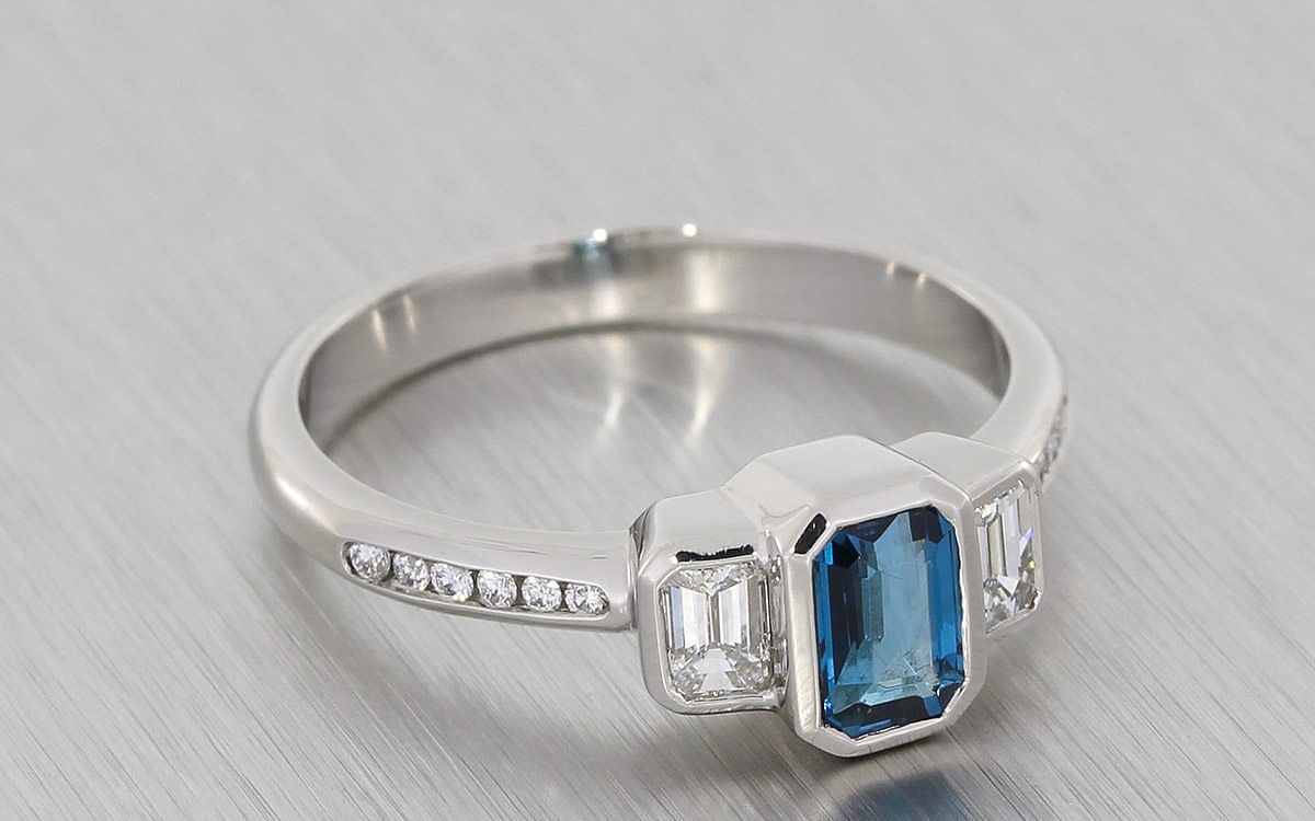 Bezel-Set, London Blue Topaz and Diamond Trilogy Ring - Portfolio ...