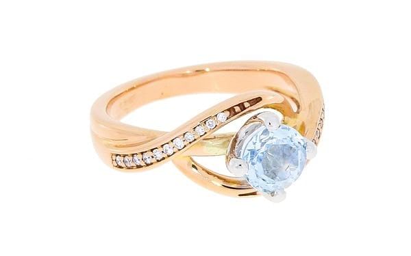 Contemporary Rose Gold Diamond And Aquamarine Engagement Ring ...