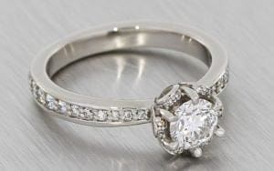 Diamond Petal Halo Engagement ring