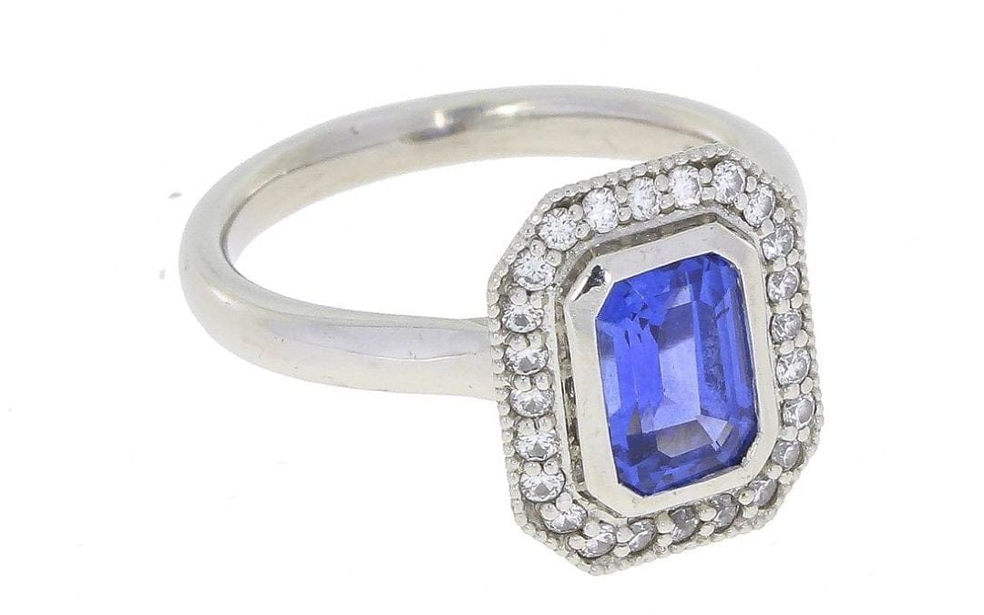 Vintage Inspired Sapphire Halo Ring