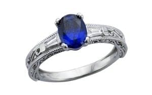 自定义金银丝锥形法棍椭圆形蓝宝石戒指-组合