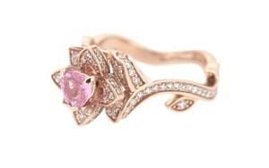 Stunning Diamond & Pink Heart Flower Engagement Ring - Portfolio