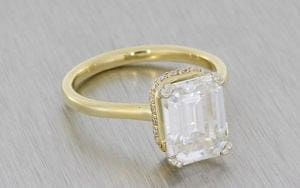 Yellow Gold Moissanite And Diamond Engagement Ring