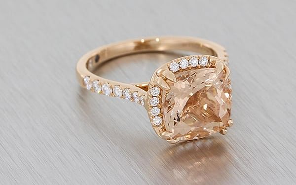 Cushion Cut Morganite And Diamond Engagement Ring - Durham Rose