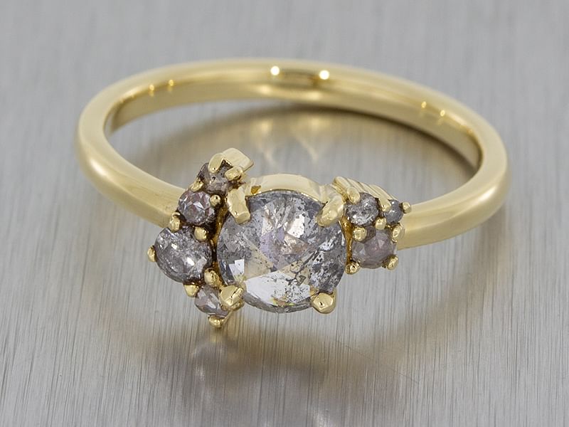 durham rose asymetrical salt and pepper diamond ring main