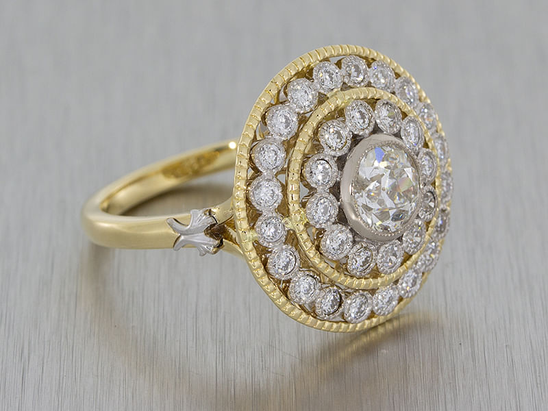 durham rose Antique inspired multi halo engagement ring main