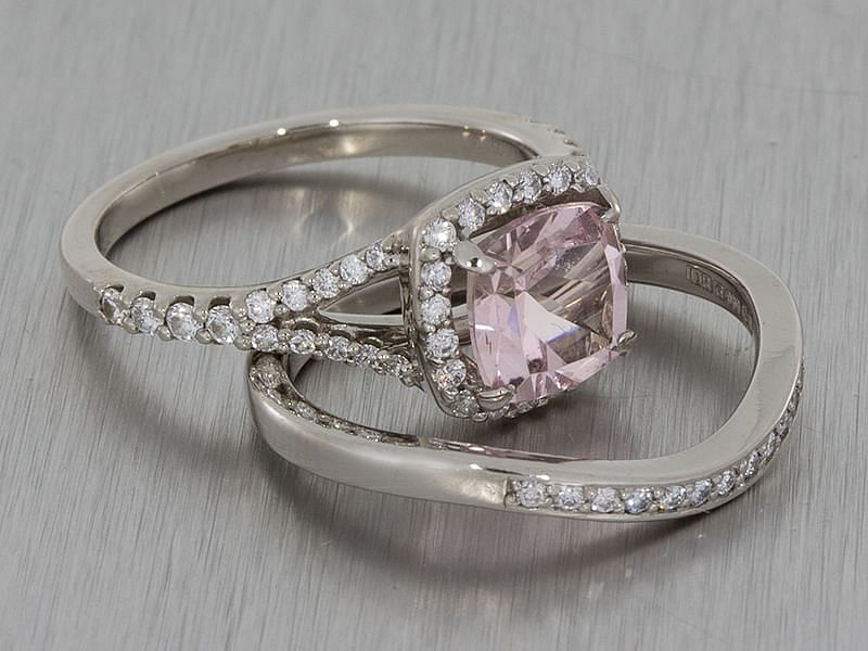 durham rose palladium diamond set band contourd to fit the engagement ring main